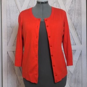 Talbots Orange Coral 3/4 Sleeve Cardigan Medium